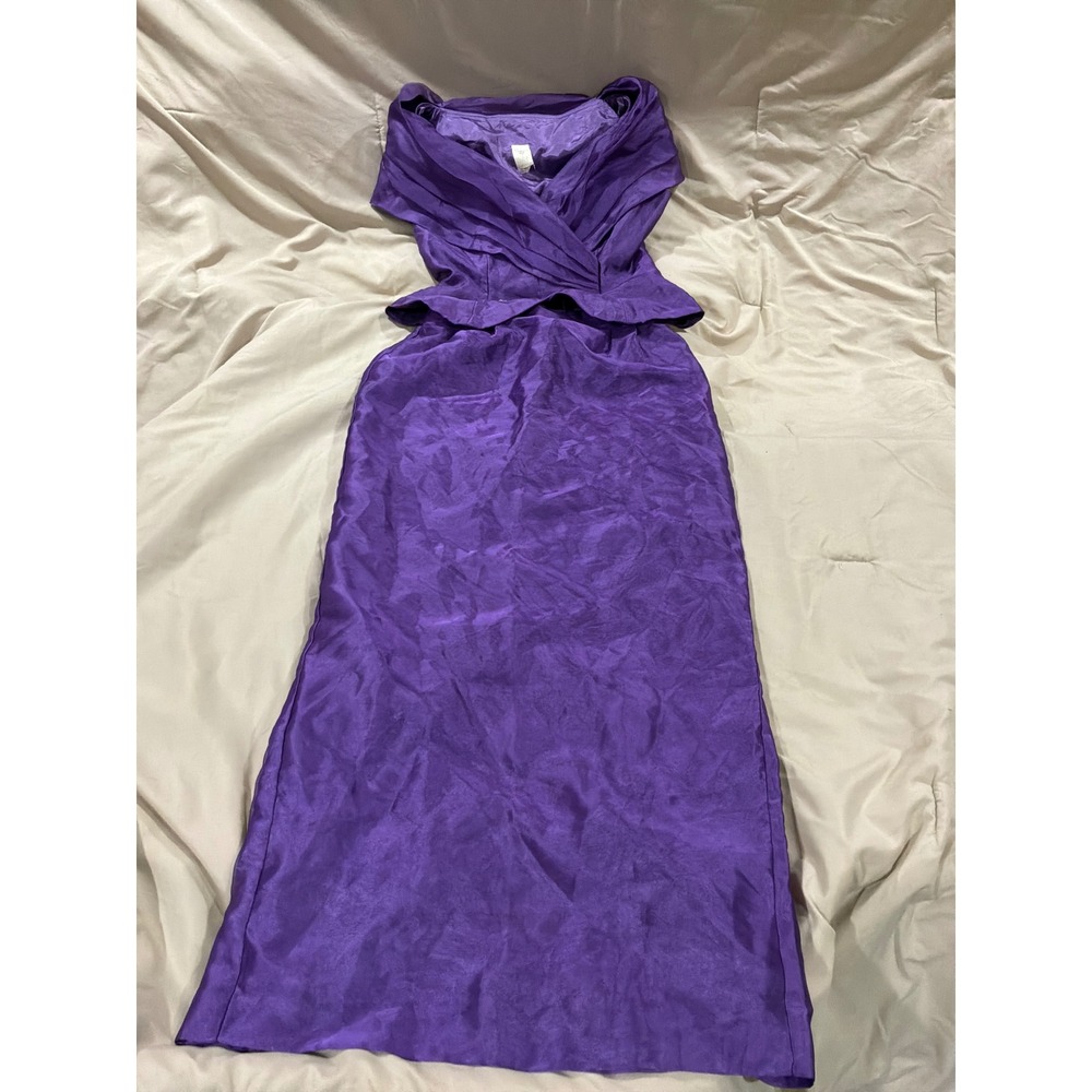 Vintage Watters & Watters Purple 2 Piece Evening Portrait Collar Maxi Skirt 12